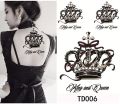Waterproof Temporary Crown Tattoo Stickers Body Art Hand Foot for Girl Women Men. 