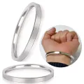 None Fade 2.50 Inches Diameters 2.8 Size Stainless Steel Simple & Trendy Men's Fashion Wrist Bangles For Boys Lovers Jewelry Gift. 