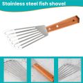 Stainless Steel Fish Spatula Turner, Wood Handle Fish Spatula, Slotted Turner, Kitchen Metal Spatula for Flipping Frying. 