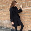 Mid-length style autumn and winter foreign style small suit woolen new collar waist Korean version trench coat women's woolen coat. 