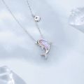 VOQ Silver Color Jewelry Dolphin Charm Box Chain Pendant Necklace Women Wedding Party Gifts. 