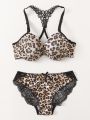 Pretty Design Fancy Lingerie Women 2 Piece Lace Underwear Clothing Leopard Print Bra Panty Sets Camisole Design A3159. 