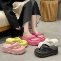 【ZOSR】Fnova 7cm Thick Sole Wedges Supper Soft Flip Flops for Women Summer Clip Toe Chunky Platform Sandals Woman Non Slip Beach Slippers Outdoor Slides. 