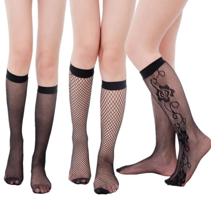 DOIAESKV Fishnet Socks Women Mesh Lace Fish Net Ladies Short Glitzy ...