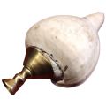 Sri Lankan Traditional Hakgediya Blowing Conch Shell with Brass Mouthpiece | Hakgediya (හක්ගෙඩිය) Large Sea Mollusk Shell Trumpet | Cultural Instrument for Festivals, Weddings & Auspicious Ceremonies | Traditional Blowing Conch Shell. 