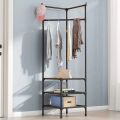Multi-Function Corner Coat Rack, Floor Stationary Clothes Hanger Shelves, Removable Metal Clothes Storage Shelves, Hanging Shelf Bedroom Standing Corner Coat Rack Easy Assembly Portable Clothes Rack Furniture Storage Rack. 