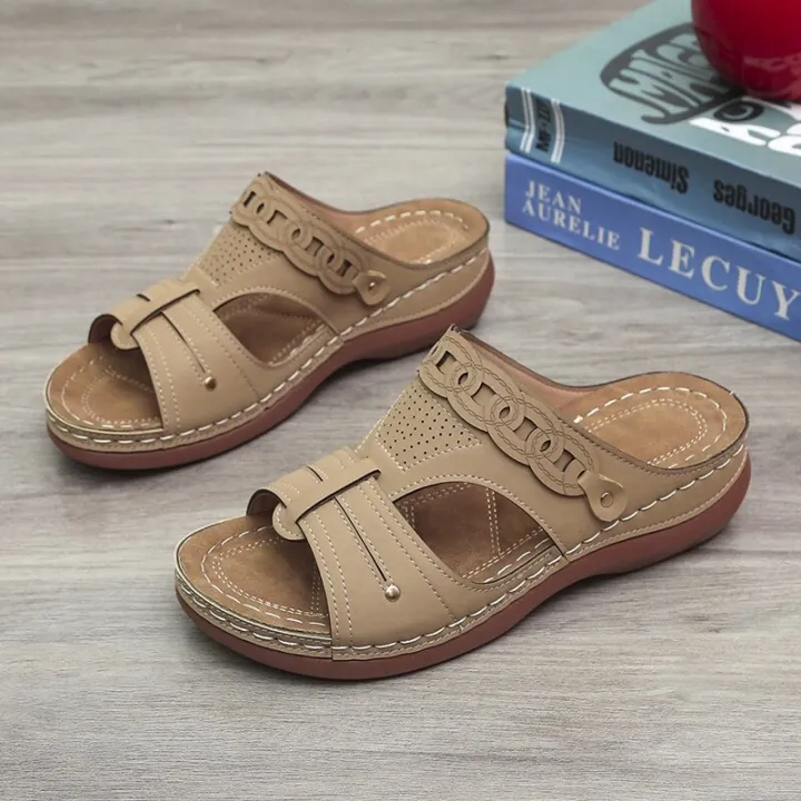 【ZOSR】Hot❀Women Wedges Sandal Ladies Retro Non-slip Hollow Out Peep Toe Plus Size Sandals women shoes