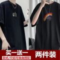 [ Buy One Get One Free ]2024 New Summer Men T T-shirt Short Sleeve ins Fashion Brand Student Loose Trendy Half Sleeve. 