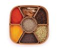 Plastic Round Masala Dabba with Multiple Compartment Spice Container Masala Box Vatti Anjarai Petti for Home Kitchen Masala Spices Tray. 