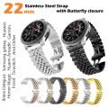 22mm Stainless Steel Rolex Datejust style watch band for Huawei Watch GT2 Pro GT3 Pro 46mm for Samsung Watch 3 45mm/Gear S3 Strap with Butterfly closure. 
