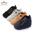 Baby Boy Shoes Solid Color PU Leather  With Shoelace Soft Cotton Non-slip Soled Infant Toddler Shoes Sneakers for Boys Girls 0-3 Years. 