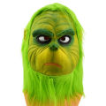 New Christmas Easter Horror Mask Geek Grinch Latex Mask Hood Cosplay Green Hair Geek Grinch Scary Realistic Mask. 