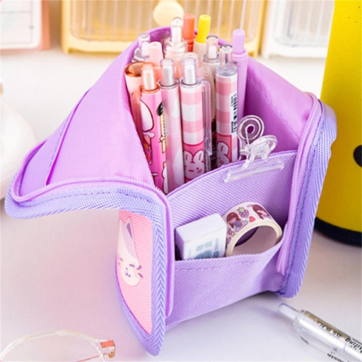 Folding%20Pencil%20Case%20Zippered%20Canvas%20Large%20Capacity%20Canvas%20Case%20Cute%20%20Design%20Makeup%20Bag%20for%20Students%20School%20Supplies%20Makeup%20Storage%20Desk%20Organizer%20Art%20Tools%20Carrier%20-%20Image%206