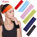 6 pcs Fashion Sports Headband Women Running Fitness Yoga Elastic Hair Bands Absorbing Sweat Breathable Stretch Makeup Hair Accessories. 