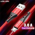 USLION Micro USB Cable 3A Nylon Fast Charge USB Data Cable Android Mobile Phone USB Charging for Samsung Xiaomi Tablet. 