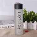 360ml Portable Frosted Glass Water Bottle Drink Bottle Water Container Contracted Smile Bottle-Cup Cups Cover Included. 