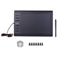 [Ready Stock]10x6 Inch Professional Graphics Drawing Tablet 12 Express Keys with 8192 Levels Bat-tery-Free Stylus/8pcs Nibs/Pen Clip Support PC/Laptop Connection for Painting Designing Online Course. 