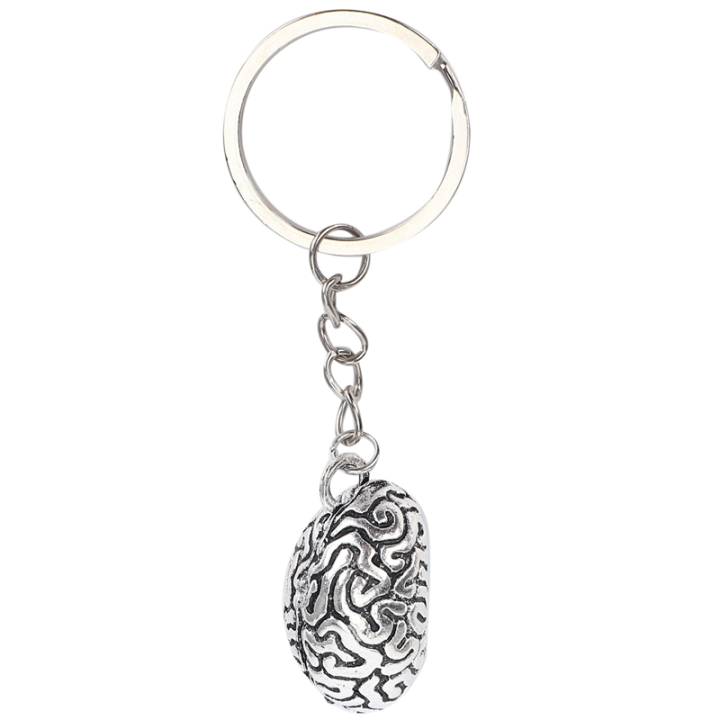 Brain Keychain Alloy Smart IQ Key Ring Fob Chain Medicine Human
