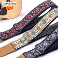 Anedshaop IUQXU Guitar Strap Embroidered Belt Adjustable Jacquard Band Cotton LFashion eather End For Bass Acoustic Electric Guitar Ukulele Instruments. 