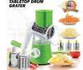 Multi-Function Ergonomic Tabletop Drum Grater with Manual Vegetable Spiral Slicer and Cheese Grater, Compact Handheld Rotary Cutter. 