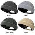 Brimless Docker Cap Washed Style Boy Girls Student Skullcap Hats Men Cotton Beanie Docker Brimless Hat Rolled Cuff Harbour Hats. 
