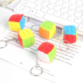 New Third-order color mini Rubik' cube keychain 3.0CM pendant educational toy. 