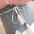 Boho Thin Waist Rope Belt Women Simple PU Leather Tassel Braided Self-Tie Belt 135cm-175cm. 