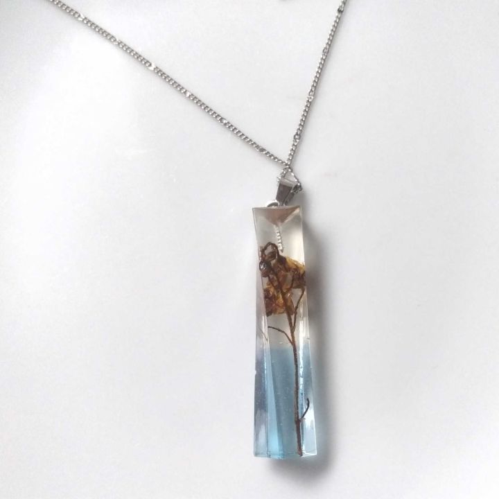 Girls jewelry Crystal pendant -Handmade resin jewelry, Epoxy resin - Main Image