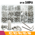 A2 304 Stainless Steel Screw Hex Socket Screw Nut Washer M2 M3 M4 M5 M6 Hexagon Metric Thread Machine Allen Bolt Assortment Kit. 