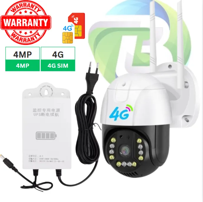 UPS Plus 128GB SD  Q15 Dual 8MP | 4G Sim/ WiFi HD Wireless Dual lens CCTV Camera 360 view with HD Infrared Night Vision Indoor/Outdoor