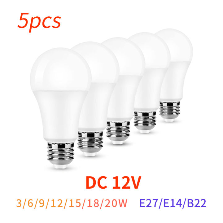 5Pcs/Lot 12V E27 E14 B22 LED Bulb 3W 6W 9W 12W 15W 18W 20W Lampada Led ...