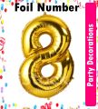 16" Foil Numbers Gold Balloon Numbers 0 - 9 Birthday Party. 