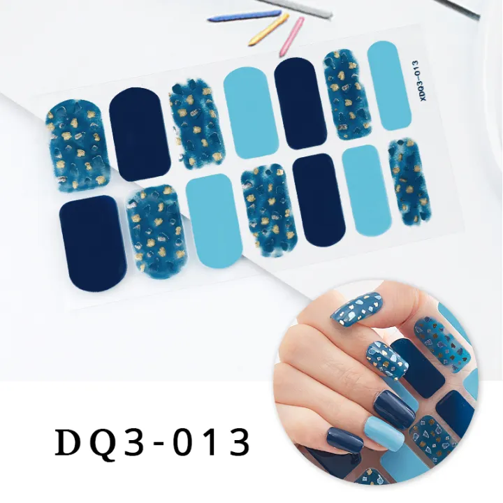 NEW%2014%20Pcs/Sheet%20Golden%20Pink%20Nail%20Polish%20Stickers%20Full%20Cover%20Stickers%20for%20Nails%20Glitter%20Decal%20for%20Manicure%20DIY%20Nail%20Strips%20for%20Women%20-%20Image%205