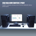 VGA KVM Switch 2 / 4 Ports with 3 USB Hubs Two Computers Share 1 Set of Monitor Keyboard Mouse Printer Pendrive. 