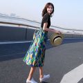 Women's Summer Dress2023New Korean Style Trendy Stitching Two-Piece Waist Slimming Mid-Length Temperament Dress. 