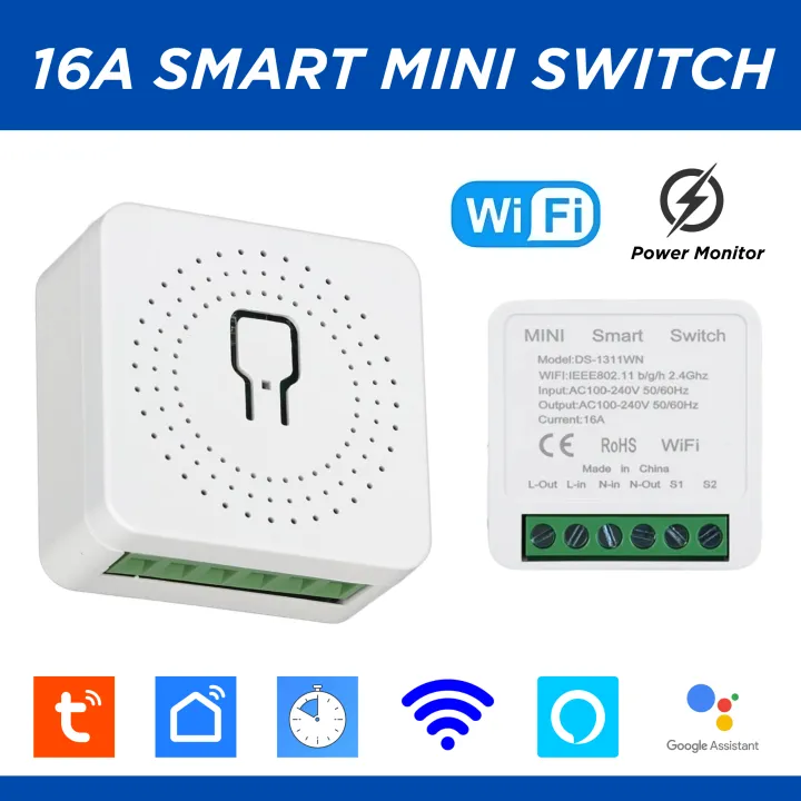 16A Tuya Mini Smart Switch Module with Power Monitoring - Support Alexa ...
