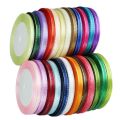 ribbon roll (25 yards/roll) 6mm Silver Edged Single Face Satin Ribbon Wholesale Gift Packing Christmas Decoration Manual DIY Ribbons FabricParty Games Crafts. 