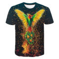 3D printed phoenix bird pattern MEN'S summer T-shirt fashion casual fun o collar oversized short-sleeved T-shirt clothing. 