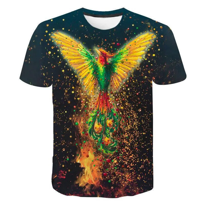 T-shirt Unisexe Fire Phoenix & Bird - Impression 3D - Manches Courtes - Taille Unique Ou Multiple ?