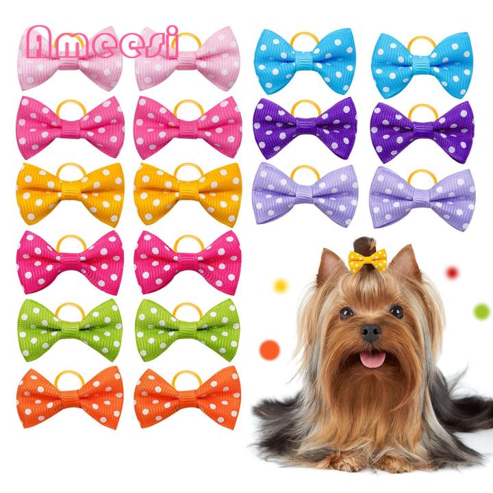 Pet Headwear with Rubber Band Fashion Pet Puppy Bowknot Hair Band