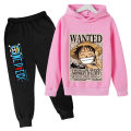 One Piece Hoodie Set Boys Luffy Clothing Spring Autumn Cartoon Anime Sweatshirt Suit Hoodies Long Pants 2pcs Kids Outfits. 
