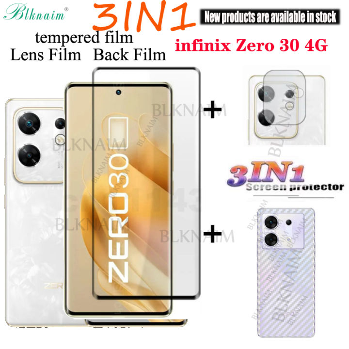 BLKNAIM (3IN1) For infinix zero 30 4G Full screen tempered film tempered glass film for infinix zero 30 4G + carbon fiber back film + lens film