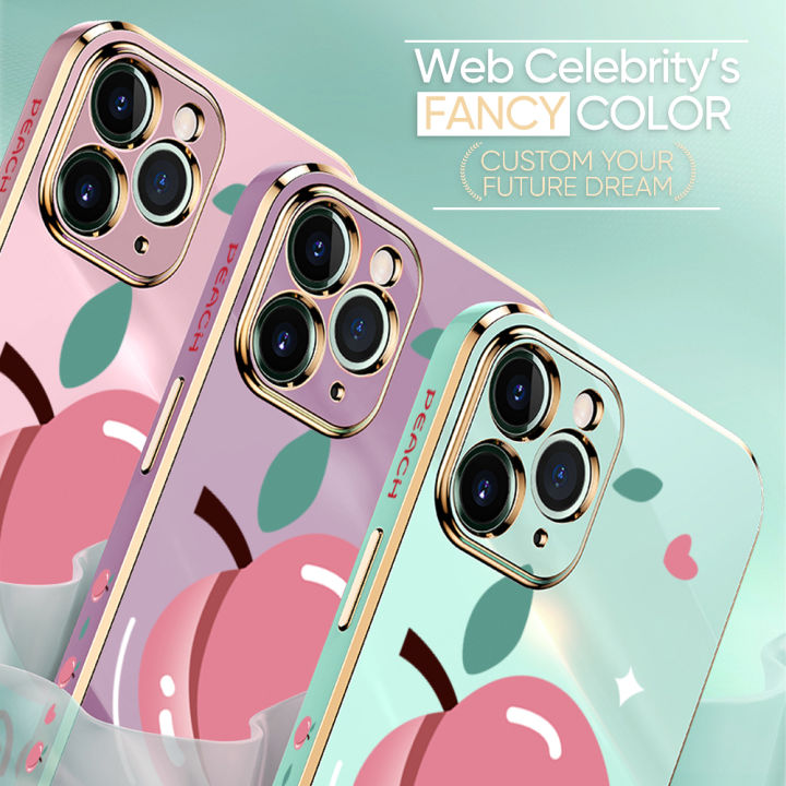 TA%20for%20iPhone%20X%20Case%20Shiny%20Peach%20Luxury%206D%20Plating%20Soft%20Casing%20Silicone%20Square%20Frame%20Phone%20Case%20Shiny%20Bling%20Back%20Cover%20+%20Free%20Lanyard%20-%20Image%205
