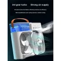 USB Water Mist Fan 7 Colors LED Light Humidification Desk Fan-B. 