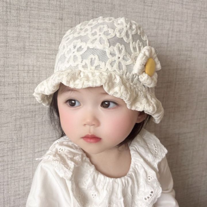 Lace Sunscreen Fisherman Hat Spring/Summer Thin Style Cute Girls Sun Protection Kids Sunshade Hat Outdoor Baby's Bonnet 2-18 Months