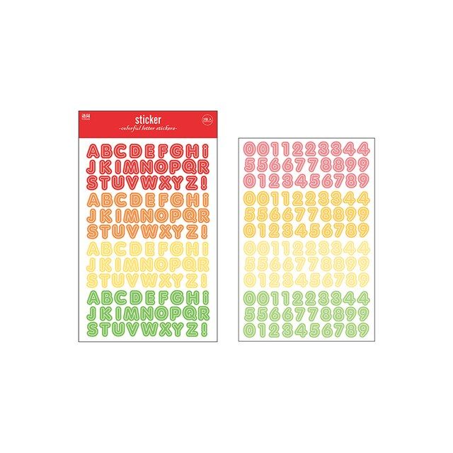 Kawaii Ribbon Sticker Alphabet Decoration Stickers Color Scrapbooking Planner Photo Album Cute Letter Stationery Korean 2Sheets(1)