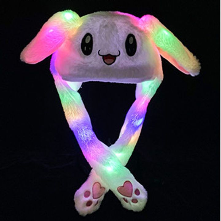 Light-Up Glowing Bunny Ears Beanie Hat With Floppy Ears For Women Cute LED Rabbit Ear Hat