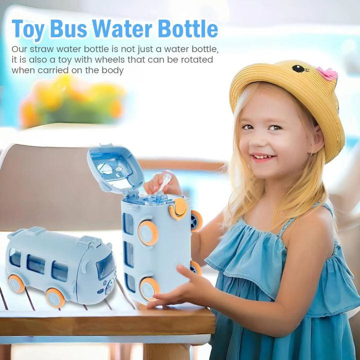 Cup Boy Girls School Student Portable Water Kids Cute Bus 500ML Cup Kids Toy Car Water Bottle With Straw School Family