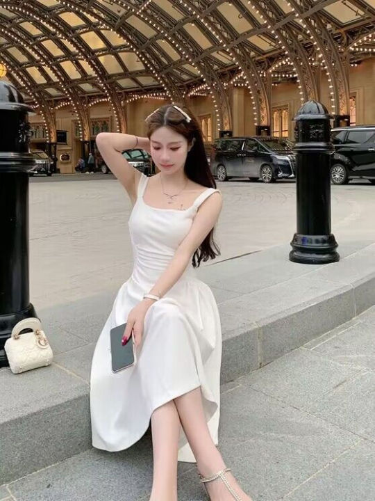 Tea%20Break%20French%20Style%20Zhao%20Lusi%20Star%20Same%20Evening%20Dress%202024%20Summer%20New%20Slim%20Fit%20Braces%20in%20White%20Dress%20-%20Image%208