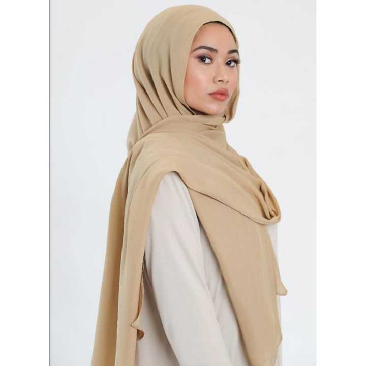 Plain Chiffon Georgette Shawls Hijab Wrapping For Women's - Baige